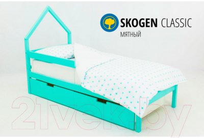 Односпальная кровать детская Бельмарко Skogen classic / 582 (мятный)