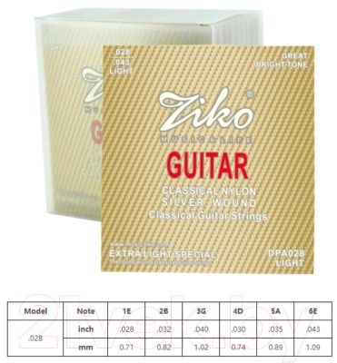 Струны для классической гитары Ziko DPA-028