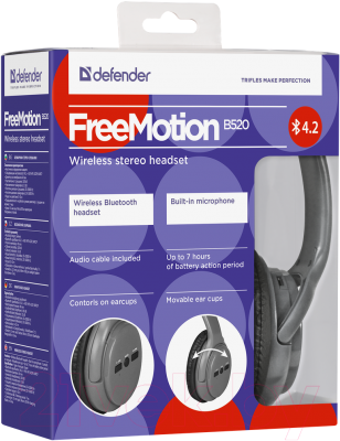 Беспроводные наушники Defender FreeMotion B520 / 63520 (серый)