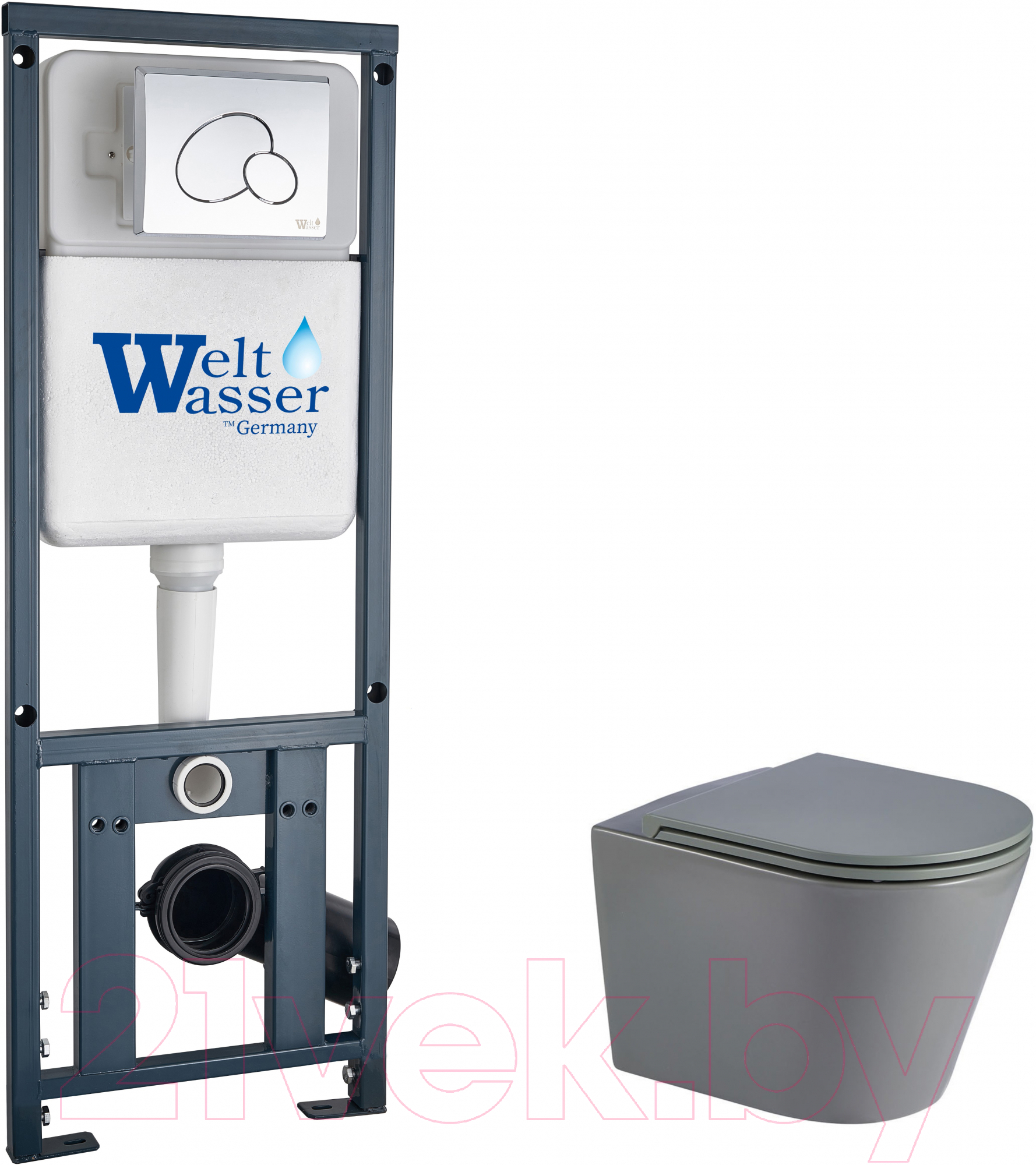 Унитаз подвесной с инсталляцией WeltWasser Marberg 410 + Salzbach 041 MT-GR + Mar 410 RD-CR