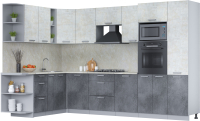 Кухонный гарнитур Интерлиния Мила Лайт 1.88x3.2 левая (бетон лайт/бетон портленд/опал светлый) - 