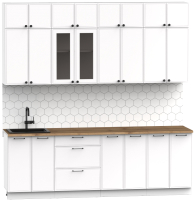 Кухонный гарнитур Интермебель Лион-8 2.4м (белый софт/дуб флагстаф темный) - 