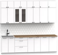Кухонный гарнитур Интермебель Лион-9 2.6м (белый софт/дуб флагстаф темный) - 