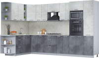 Кухонный гарнитур Интерлиния Мила Лайт 1.88x3.4 левая (бетон лайт/бетон портленд/опал светлый) - 