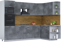 Готовая кухня Интерлиния Мила Лайт 1.68x2.8 правая (бетон потленд/бетон портленд/дуб бунратти) - 