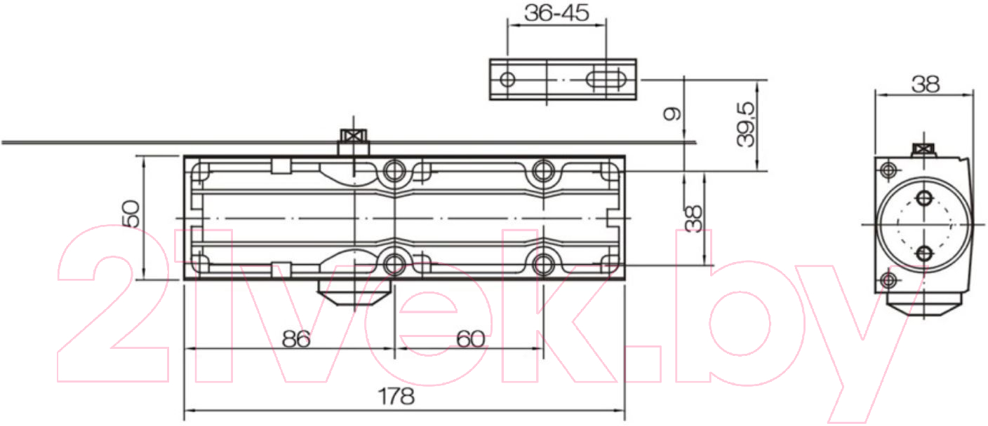 Доводчик с рычагом БУЛАТ Profi ДД 802/3 A-B