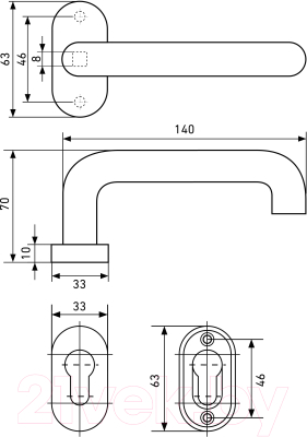 Ручка дверная БУЛАТ 02У.09НС Aisi 304 Inox 14864 (нержавеющая сталь)