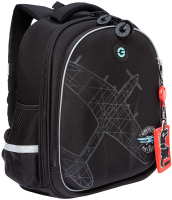 Школьный рюкзак Grizzly RAz-487-7 (черный/голубой) - 