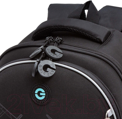 Школьный рюкзак Grizzly RAz-487-7 (черный/голубой)