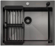 Миниатюра изображения товара Мойка кухонная Arfeka Eco AR 60x50 + CL AR + DS AR (Black Decor, с дозатором и коландером)