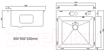 Мойка кухонная Arfeka Eco AR 50x50 (Satin Decor)