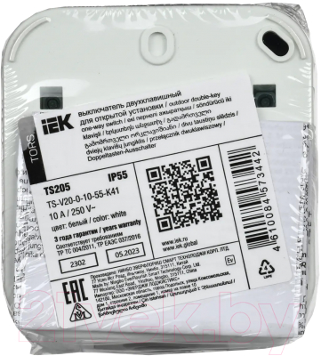 Выключатель IEK Tors TS-V20-0-10-55-K41 (белый)