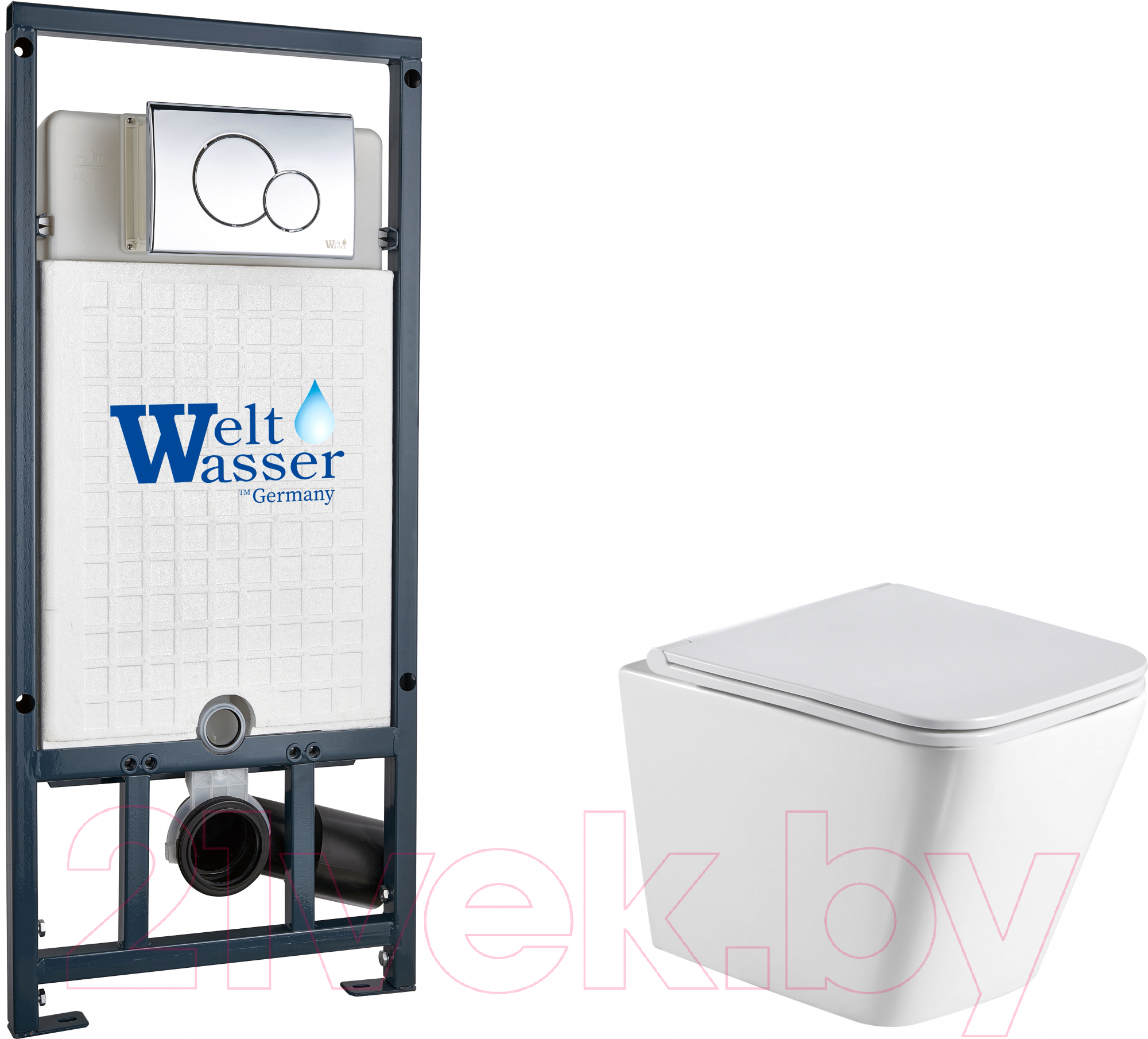 Унитаз подвесной с инсталляцией WeltWasser Marberg 507 + Gelbach 041 GL-WT + Mar 507 RD-CR