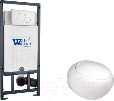 Унитаз подвесной с инсталляцией WeltWasser Marberg 507 + Jeckenbach 004 GL-WT + Mar 507 RD GL-WT