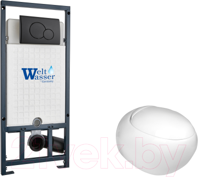 Унитаз подвесной с инсталляцией WeltWasser Marberg 507 + Jeckenbach 004 GL-WT + Mar 507 RD MT-BL