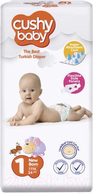 Подгузники детские Cushy Baby Newborn Eco Pack (34шт)