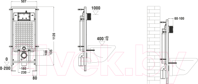 Унитаз подвесной с инсталляцией WeltWasser Marberg 507 + Merzbach 041  MT-GR + Mar 507 SE MT-BL