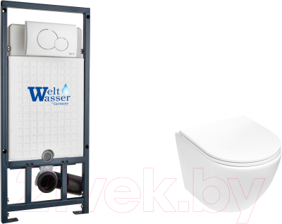 Унитаз подвесной с инсталляцией WeltWasser Marberg 507 + Merzbach 043 MT-WT + Mar 507 RD GL-WT