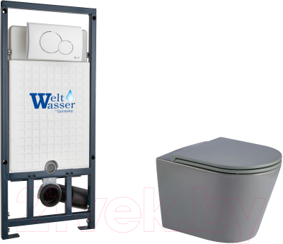 Унитаз подвесной с инсталляцией WeltWasser Marberg 507 + Salzbach 041 MT-GR + Mar 507 RD GL-WT