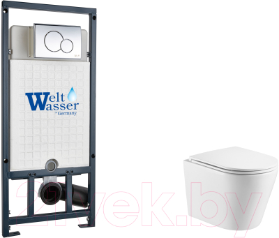 Унитаз подвесной с инсталляцией WeltWasser Marberg 507 + Salzbach 043 GL-WT + Mar 507 RD-CR
