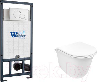 Унитаз подвесной с инсталляцией WeltWasser Marberg 507 + Telbach 004 GL-WT + Mar 507 RD GL-WT