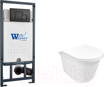 Унитаз подвесной с инсталляцией WeltWasser Marberg 507 + Telbach 004 GL-WT + Mar 507 SE MT-BL