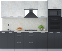 Кухонный гарнитур Интерлиния Мила Лайт 2.6 ВТ (бетон лайт/антрацит/опал светлый) - 