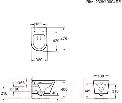 Унитаз подвесной Ambassador Ritz / 233K19004RS