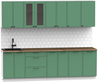 Кухонный гарнитур Интермебель Лион-19 В-1 2.6м (мята софт/дуб флагстаф темный) - 