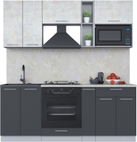 Кухонный гарнитур Интерлиния Мила 2.0 ВТ (бетон лайт/антрацит/опал светлый) - 