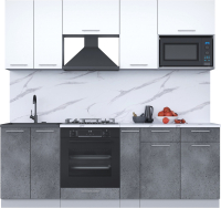 Кухонный гарнитур Интерлиния Мила 2.2 ВТ (белый платинум/бетон портленд/белый гранит) - 