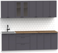 Кухонный гарнитур Интермебель Лион-18 2.4м (графит софт/дуб флагстаф темный) - 
