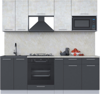 Кухонный гарнитур Интерлиния Мила 2.2 ВТ (бетон лайт/антрацит/опал светлый) - 