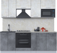 Кухонный гарнитур Интерлиния Мила 2.2 ВТ (бетон лайт/бетон портленд/опал светлый) - 