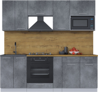 Кухонный гарнитур Интерлиния Мила 2.2 ВТ (бетон потленд/бетон портленд/дуб бунратти) - 