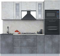 Кухонный гарнитур Интерлиния Мила 2.3 ВТ (бетон лайт/бетон портленд/опал светлый) - 