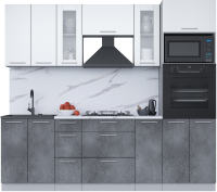 Кухонный гарнитур Интерлиния Мила 2.4 ВТ (белый платинум/бетон портленд/белый гранит) - 
