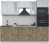 Кухонный гарнитур Интерлиния Мила 2.4 ВТ (бетон лайт/дуб веллингтон/опал светлый) - 