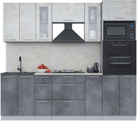 Кухонный гарнитур Интерлиния Мила 2.4 ВТ (бетон лайт/бетон портленд/опал светлый) - 