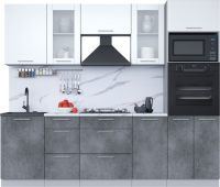 Кухонный гарнитур Интерлиния Мила 2.5 ВТ (белый платинум/бетон портленд/белый гранит) - 