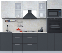 Кухонный гарнитур Интерлиния Мила 2.5 ВТ (бетон лайт/антрацит/опал светлый) - 