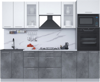 Готовая кухня Интерлиния Мила 2.6 ВТ (белый платинум/бетон портленд/белый гранит) - 