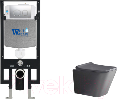 Унитаз подвесной с инсталляцией WeltWasser Amberg 497 + Gelbach 041 MT-GR + Amberg RD-CR