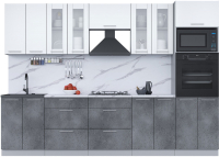 Кухонный гарнитур Интерлиния Мила 3.0 ВТ (белый платинум/бетон портленд/белый гранит) - 