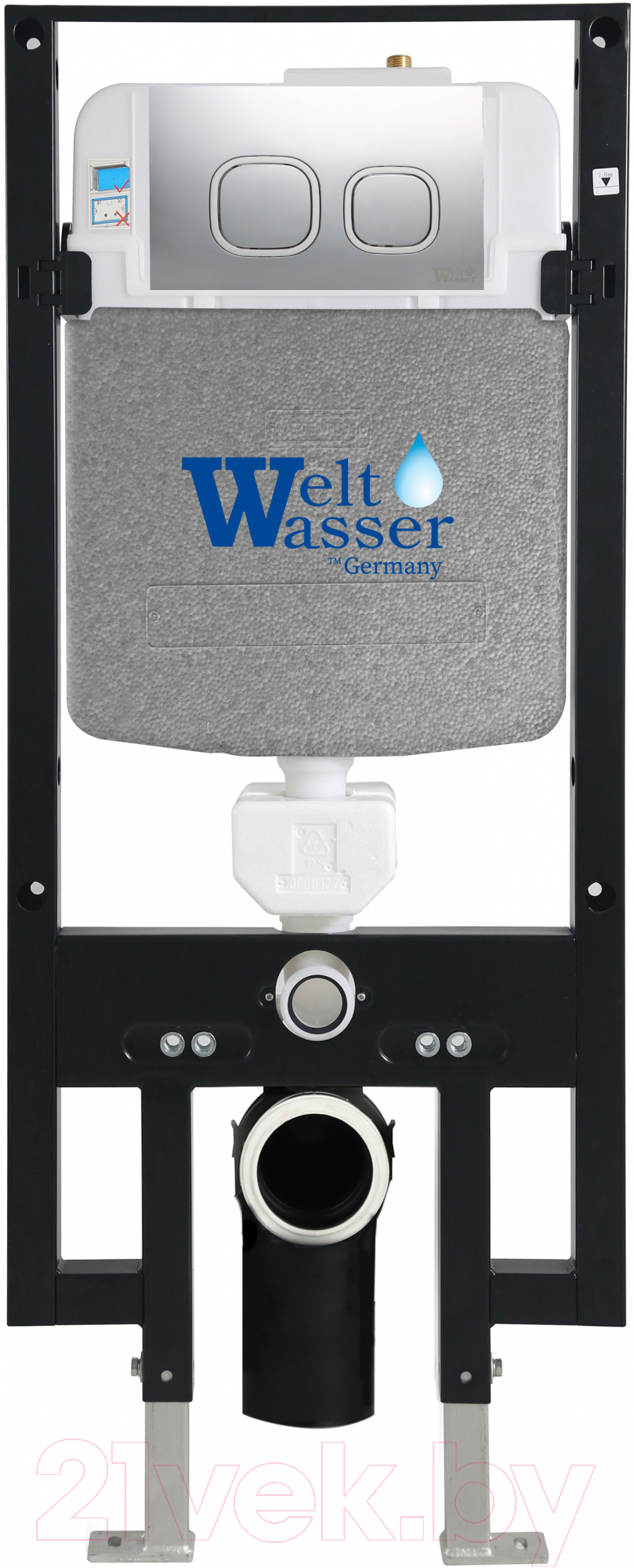 Унитаз подвесной с инсталляцией WeltWasser Amberg 497 + Heimbach 041 GL-WT + Amberg RD-CR