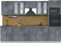 Кухонный гарнитур Интерлиния Мила 3.0 ВТ (бетон портленд/бетон портленд/дуб бунратти) - 