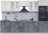 Кухонный гарнитур Интерлиния Мила 3.0 ВТ (персидский жемчуг/бетон портленд/серый каспий) - 