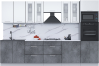 Кухонный гарнитур Интерлиния Мила 3.2 ВТ (белый платинум/бетон портленд/белый гранит) - 