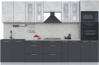 Кухонный гарнитур Интерлиния Мила 3.2 ВТ (бетон лайт/антрацит/опал светлый) - 