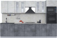 Кухонный гарнитур Интерлиния Мила 3.2 ВТ (бетон лайт/бетон портленд/опал светлый) - 